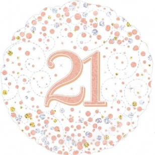 Sparkling Fizz Rose Gold 21st Birthday Balloon